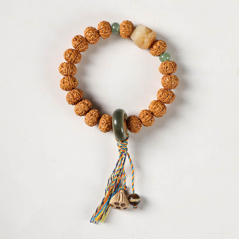 Piedras de Buda Semilla de Bodhi Pulsera de Riqueza con Cuentas Dzi de Tres Ojos Encanto de Mano de Buda