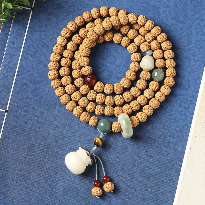 Piedras de Buda Semilla de Bodhi Pulsera de Riqueza con Cuentas Dzi de Tres Ojos Encanto de Mano de Buda