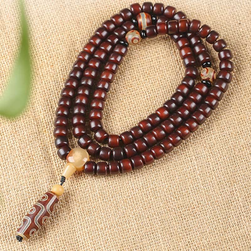 Piedras de Buda 108 Cuentas Mala Bead de Tres Ojos Bead Dzi de Nueve Ojos Pulsera de Suerte de Jade