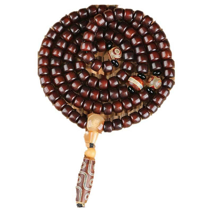 Piedras de Buda 108 Cuentas Mala Bead de Tres Ojos Bead Dzi de Nueve Ojos Pulsera de Suerte de Jade