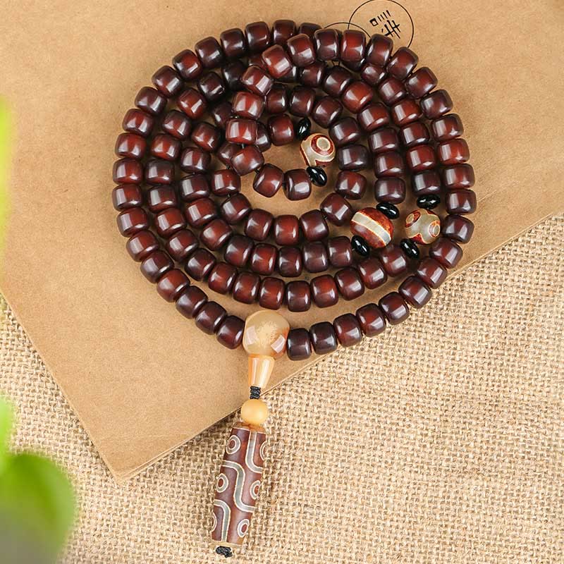 Piedras de Buda 108 Cuentas Mala Bead de Tres Ojos Bead Dzi de Nueve Ojos Pulsera de Suerte de Jade