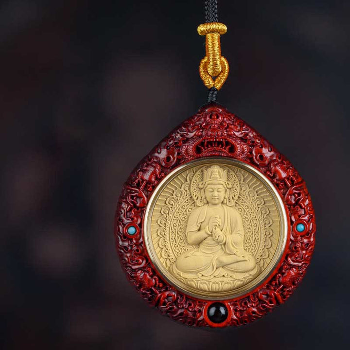 Buda Piedras Zodiaco Chino Buda Natal Pequeña Hoja de Sándalo Rojo Ébano Collar Colgante de Longevidad - Cabra/Mono-Tathagata - Sándalo rojo de hoja pequeña - image 15