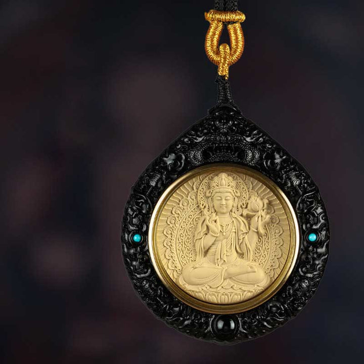 Buda Piedras Zodiaco Chino Buda Natal Pequeña Hoja de Sándalo Rojo Ébano Collar Colgante de Longevidad