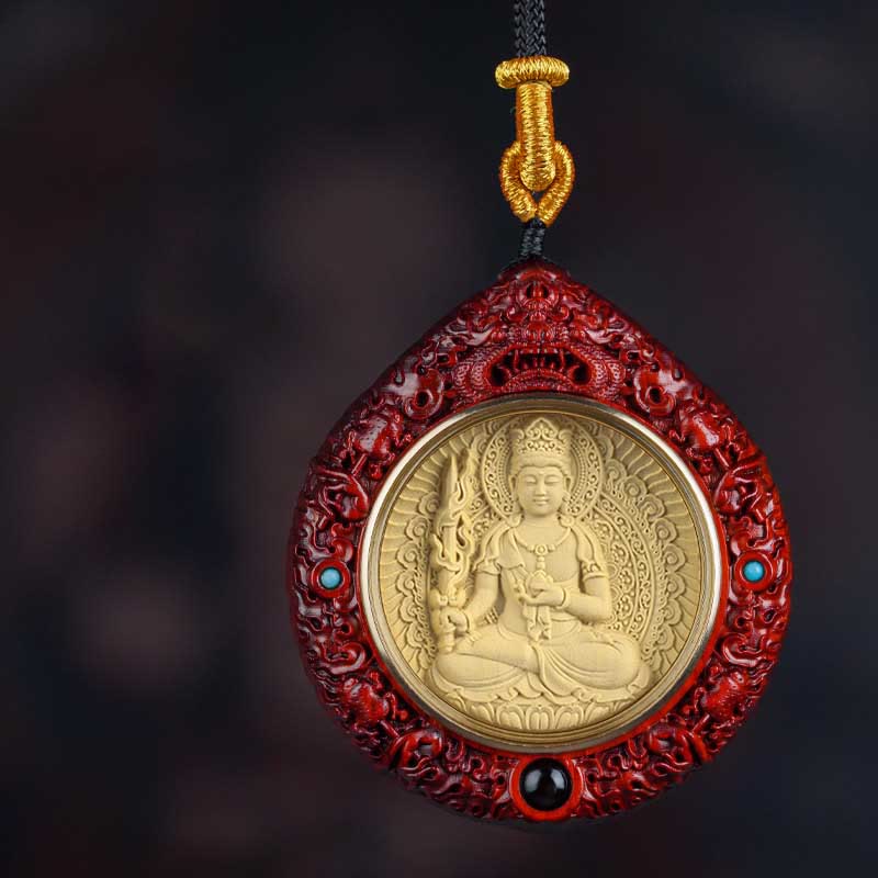 Buda Piedras Zodiaco Chino Buda Natal Pequeña Hoja de Sándalo Rojo Ébano Collar Colgante de Longevidad - Bodhisattva Buey/Tigre-Vacío - Sándalo rojo de hoja pequeña - image 17