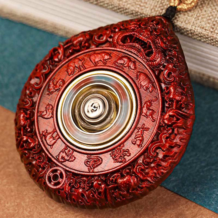 Buda Piedras Zodiaco Chino Buda Natal Pequeña Hoja de Sándalo Rojo Ébano Collar Colgante de Longevidad - image 23