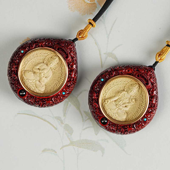 Buda Piedras Zodiaco Chino Buda Natal Pequeña Hoja de Sándalo Rojo Ébano Collar Colgante de Longevidad - image 22