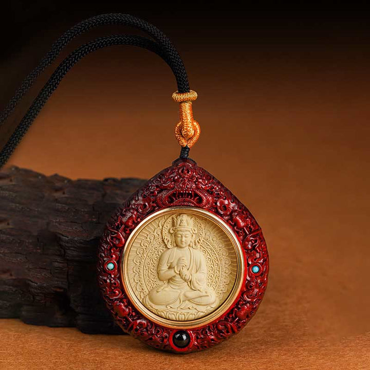 Buda Piedras Zodiaco Chino Buda Natal Pequeña Hoja de Sándalo Rojo Ébano Collar Colgante de Longevidad - image 19