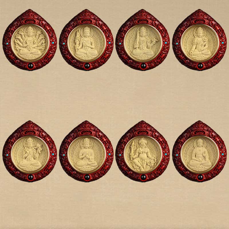 Buda Piedras Zodiaco Chino Buda Natal Pequeña Hoja de Sándalo Rojo Ébano Collar Colgante de Longevidad - image 24