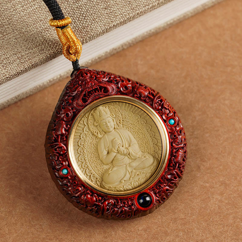 Buda Piedras Zodiaco Chino Buda Natal Pequeña Hoja de Sándalo Rojo Ébano Collar Colgante de Longevidad - image 1