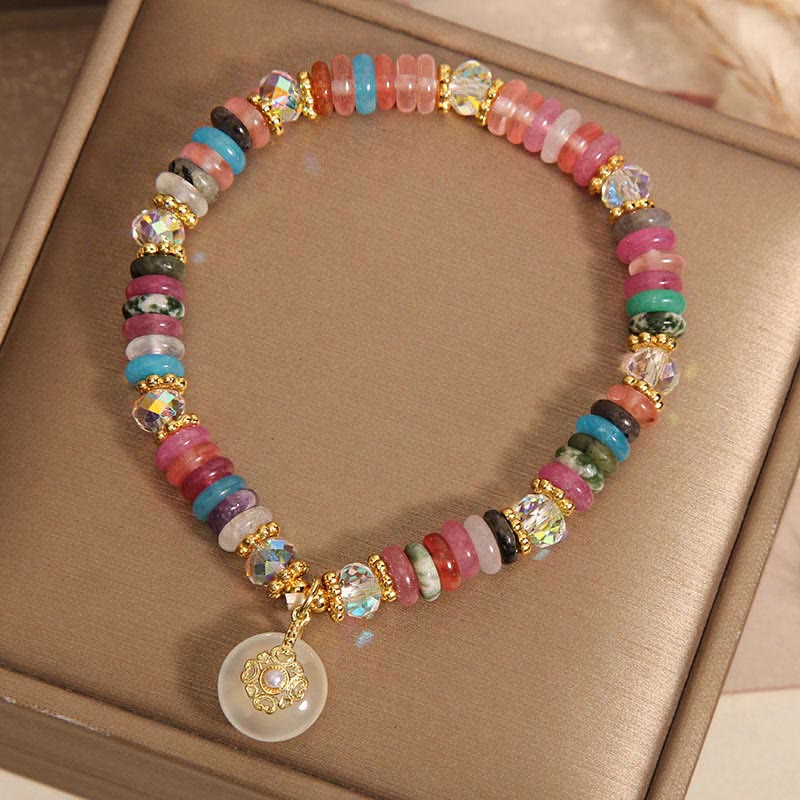 Piedras de Buda Varios Cristales Cuarzo Fresa Hebilla de Paz Pulsera Auspiciosa