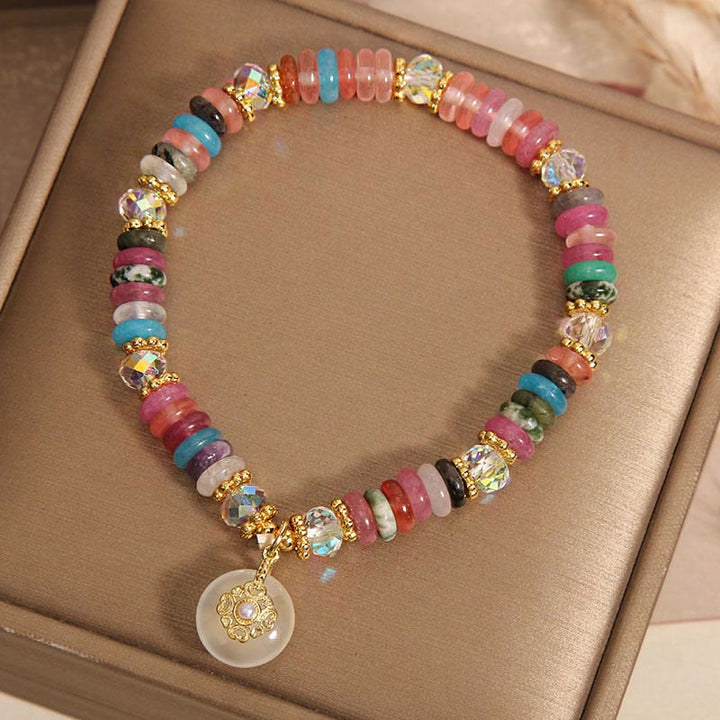 Piedras de Buda Varios Cristales Cuarzo Fresa Hebilla de Paz Pulsera Auspiciosa