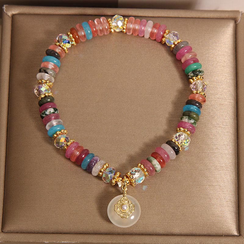 Piedras de Buda Varios Cristales Cuarzo Fresa Hebilla de Paz Pulsera Auspiciosa