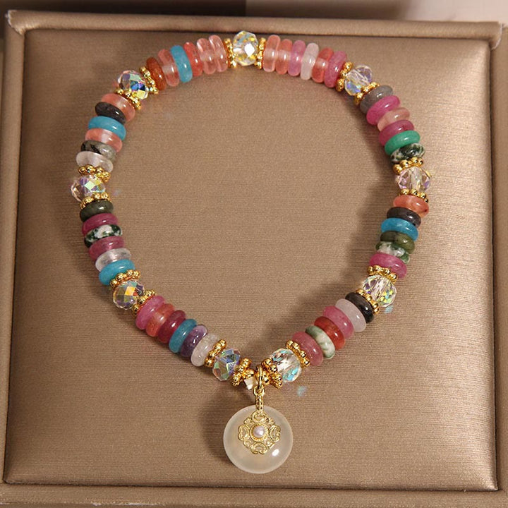 Piedras de Buda Varios Cristales Cuarzo Fresa Hebilla de Paz Pulsera Auspiciosa