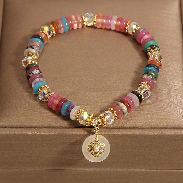 Piedras de Buda Varios Cristales Cuarzo Fresa Hebilla de Paz Pulsera Auspiciosa