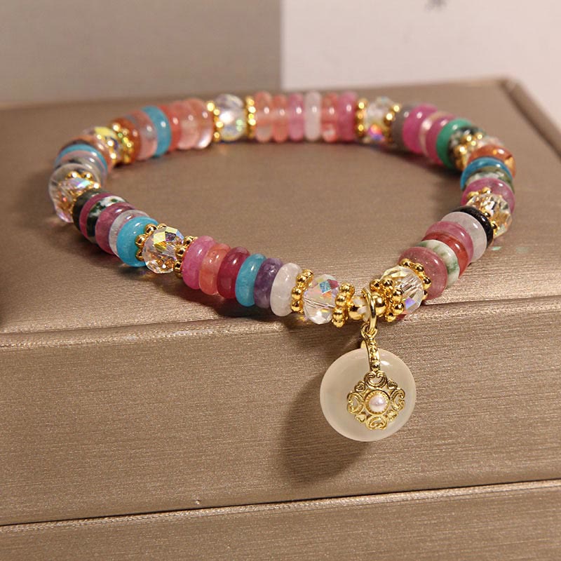 Piedras de Buda Varios Cristales Cuarzo Fresa Hebilla de Paz Pulsera Auspiciosa