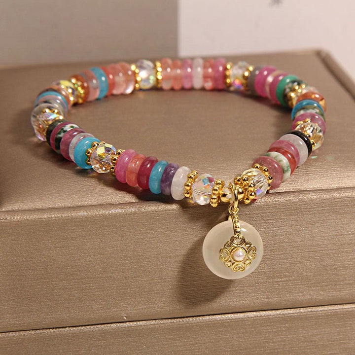 Piedras de Buda Varios Cristales Cuarzo Fresa Hebilla de Paz Pulsera Auspiciosa