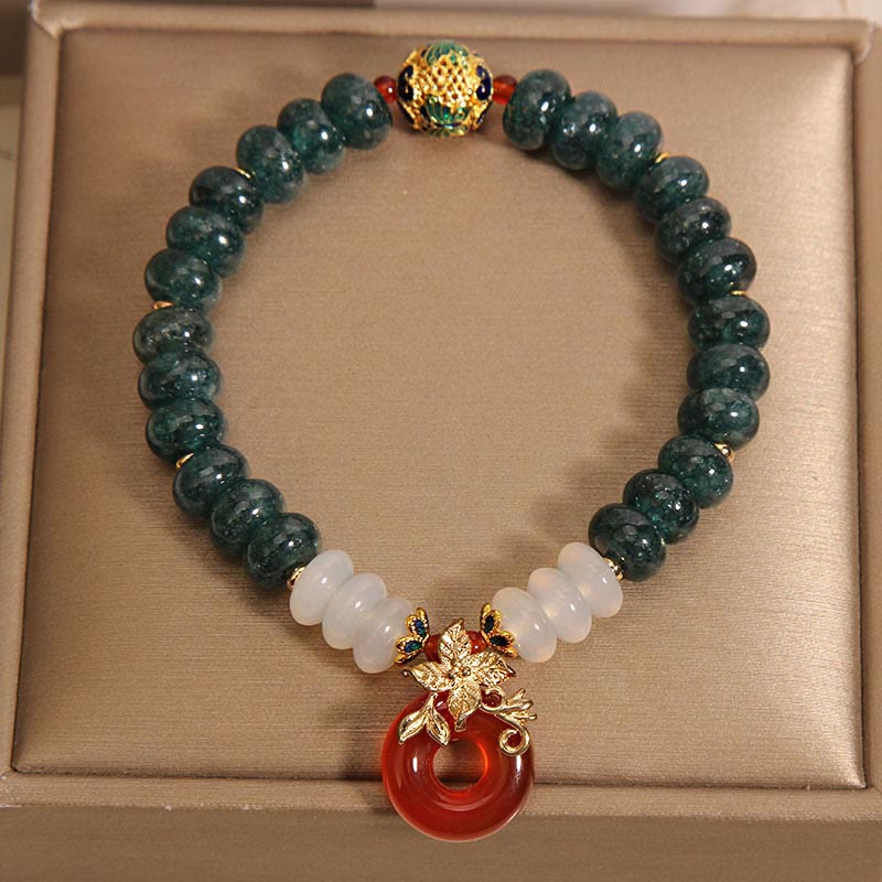 Buddha Stones Jade White Agate Red Agate Peace Buckle Abacus Beads Luck Bracelet
	Piedras de Buda Jade Ágata Blanca Ágata Roja Abalorio de Paz Cuentas de Ábaco Pulsera de la Suerte