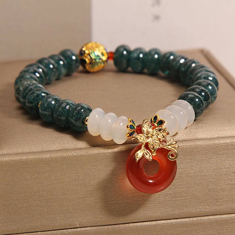 Buddha Stones Jade White Agate Red Agate Peace Buckle Abacus Beads Luck Bracelet
	Piedras de Buda Jade Ágata Blanca Ágata Roja Abalorio de Paz Cuentas de Ábaco Pulsera de la Suerte