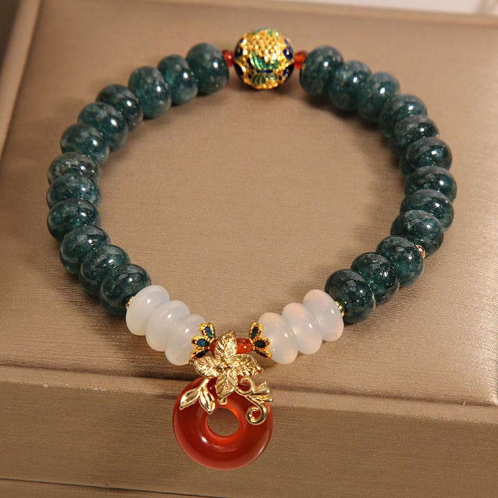 Buddha Stones Jade White Agate Red Agate Peace Buckle Abacus Beads Luck Bracelet
	Piedras de Buda Jade Ágata Blanca Ágata Roja Abalorio de Paz Cuentas de Ábaco Pulsera de la Suerte