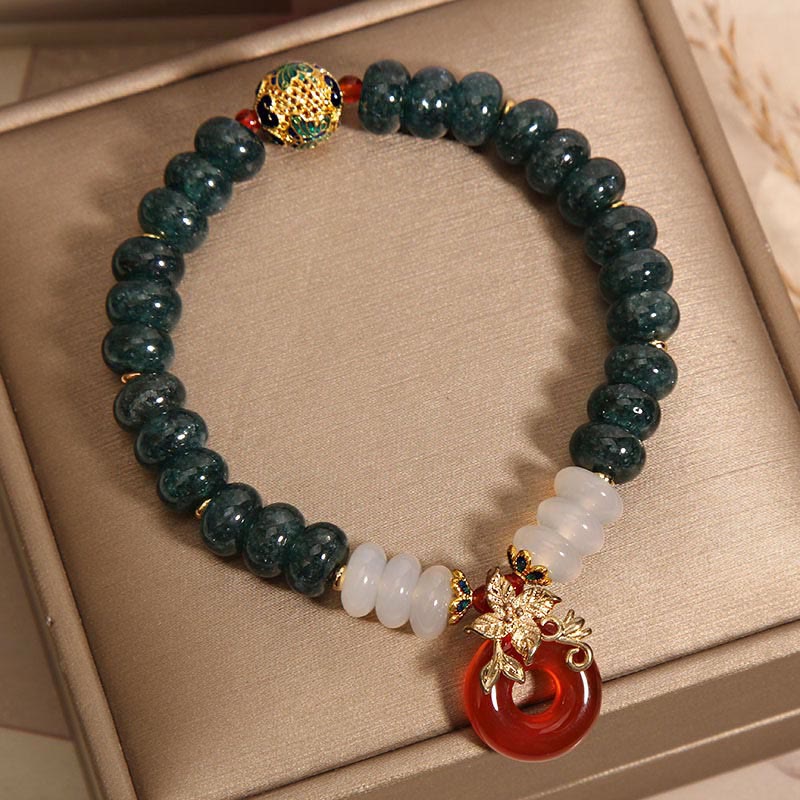Buddha Stones Jade White Agate Red Agate Peace Buckle Abacus Beads Luck Bracelet
	Piedras de Buda Jade Ágata Blanca Ágata Roja Abalorio de Paz Cuentas de Ábaco Pulsera de la Suerte