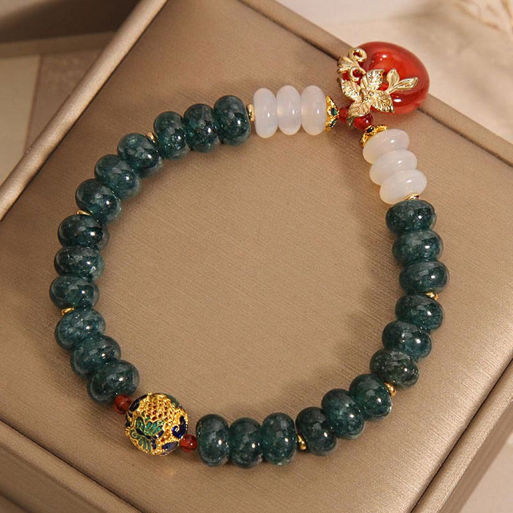 Buddha Stones Jade White Agate Red Agate Peace Buckle Abacus Beads Luck Bracelet
	Piedras de Buda Jade Ágata Blanca Ágata Roja Abalorio de Paz Cuentas de Ábaco Pulsera de la Suerte