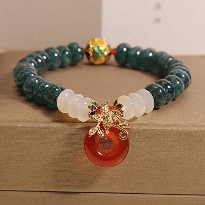 Buddha Stones Jade White Agate Red Agate Peace Buckle Abacus Beads Luck Bracelet
	Piedras de Buda Jade Ágata Blanca Ágata Roja Abalorio de Paz Cuentas de Ábaco Pulsera de la Suerte