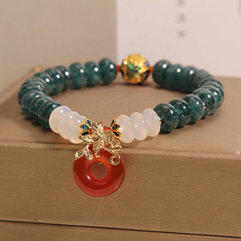 Buddha Stones Jade White Agate Red Agate Peace Buckle Abacus Beads Luck Bracelet
	Piedras de Buda Jade Ágata Blanca Ágata Roja Abalorio de Paz Cuentas de Ábaco Pulsera de la Suerte