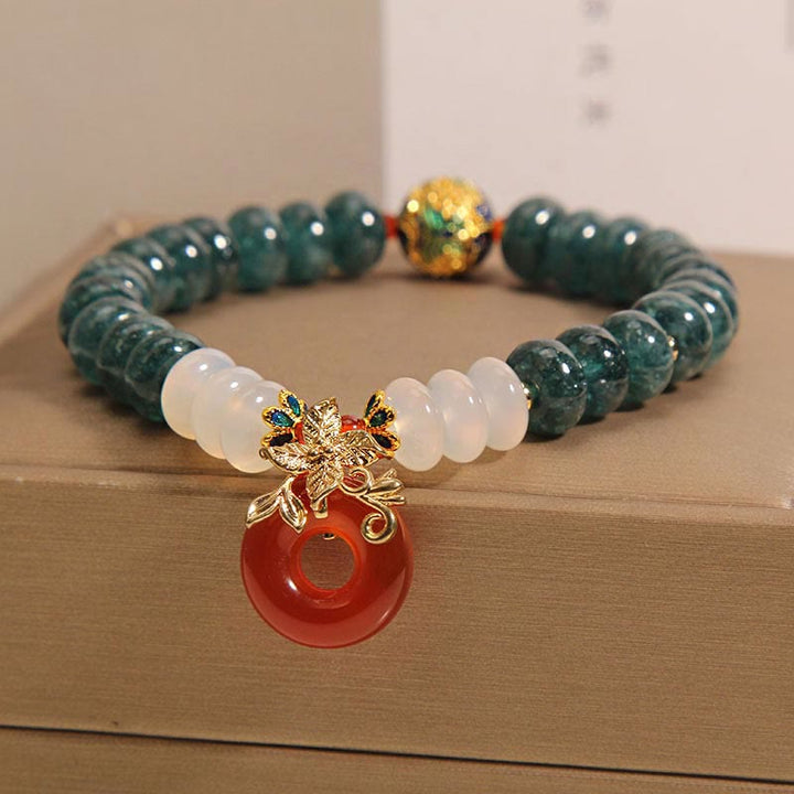 Buddha Stones Jade White Agate Red Agate Peace Buckle Abacus Beads Luck Bracelet
	Piedras de Buda Jade Ágata Blanca Ágata Roja Abalorio de Paz Cuentas de Ábaco Pulsera de la Suerte