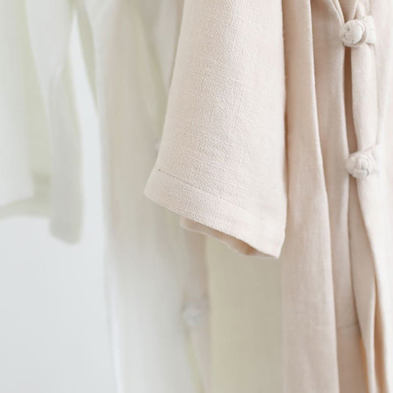 Buddha Stones 2 Piezas Camiseta de Manga Larga con Cuello en V de Hombre Pantalones Conjunto de Ropa de Meditación Zen Tai Chi de Algodón y Lino - image 19