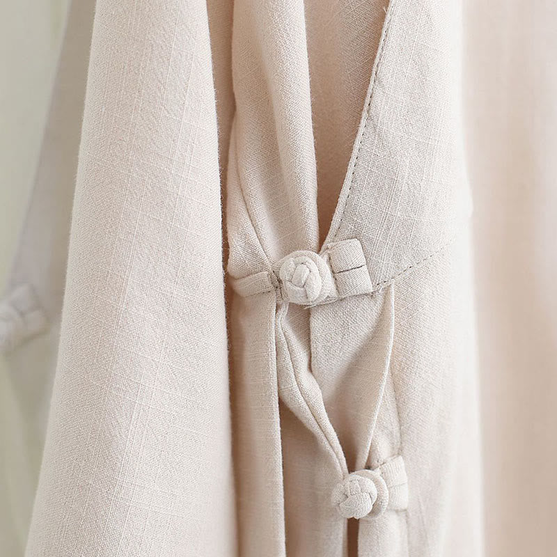 Buddha Stones 2 Piezas Camiseta de Manga Larga con Cuello en V de Hombre Pantalones Conjunto de Ropa de Meditación Zen Tai Chi de Algodón y Lino - image 18