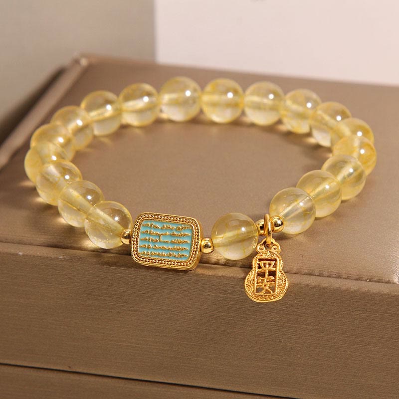 Piedras de Buda Citrino Natural Cinco Escrituras Pulsera de Generosidad