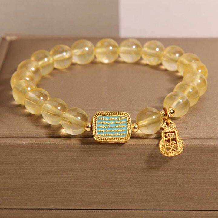Piedras de Buda Citrino Natural Cinco Escrituras Pulsera de Generosidad
