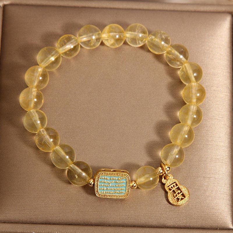 Piedras de Buda Citrino Natural Cinco Escrituras Pulsera de Generosidad