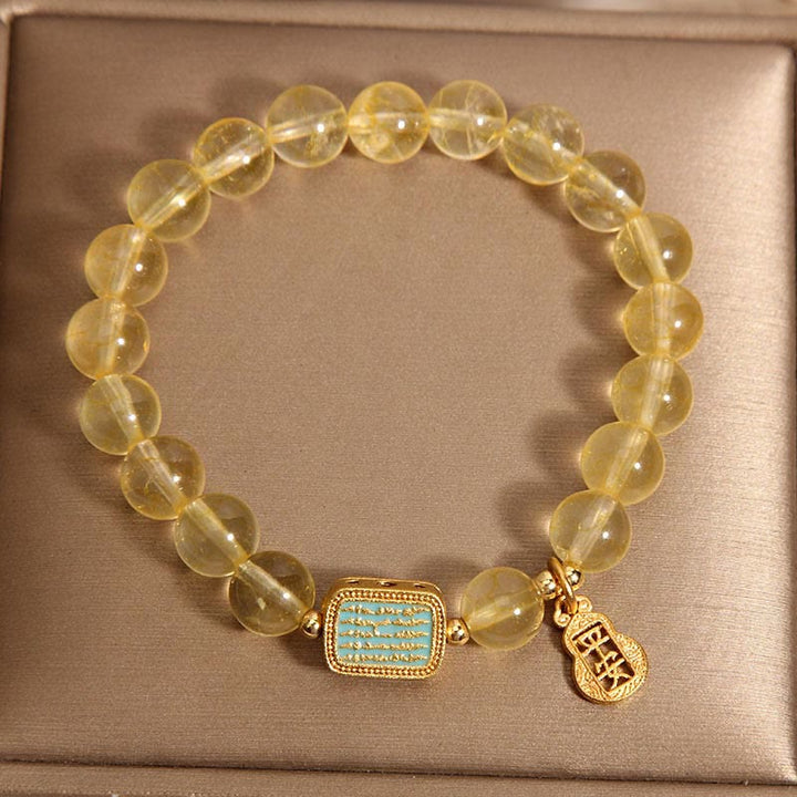 Piedras de Buda Citrino Natural Cinco Escrituras Pulsera de Generosidad