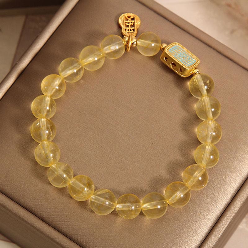 Piedras de Buda Citrino Natural Cinco Escrituras Pulsera de Generosidad