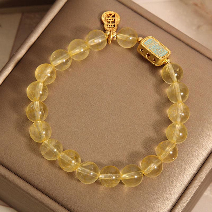 Piedras de Buda Citrino Natural Cinco Escrituras Pulsera de Generosidad