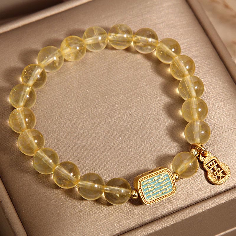 Piedras de Buda Citrino Natural Cinco Escrituras Pulsera de Generosidad