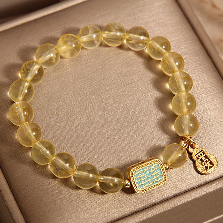 Piedras de Buda Citrino Natural Cinco Escrituras Pulsera de Generosidad
