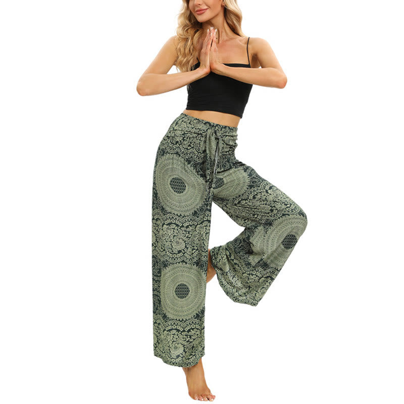 Pantalones anchos con encaje y cordones estilo bohemio de Buddha Stones para mujeres - image 13