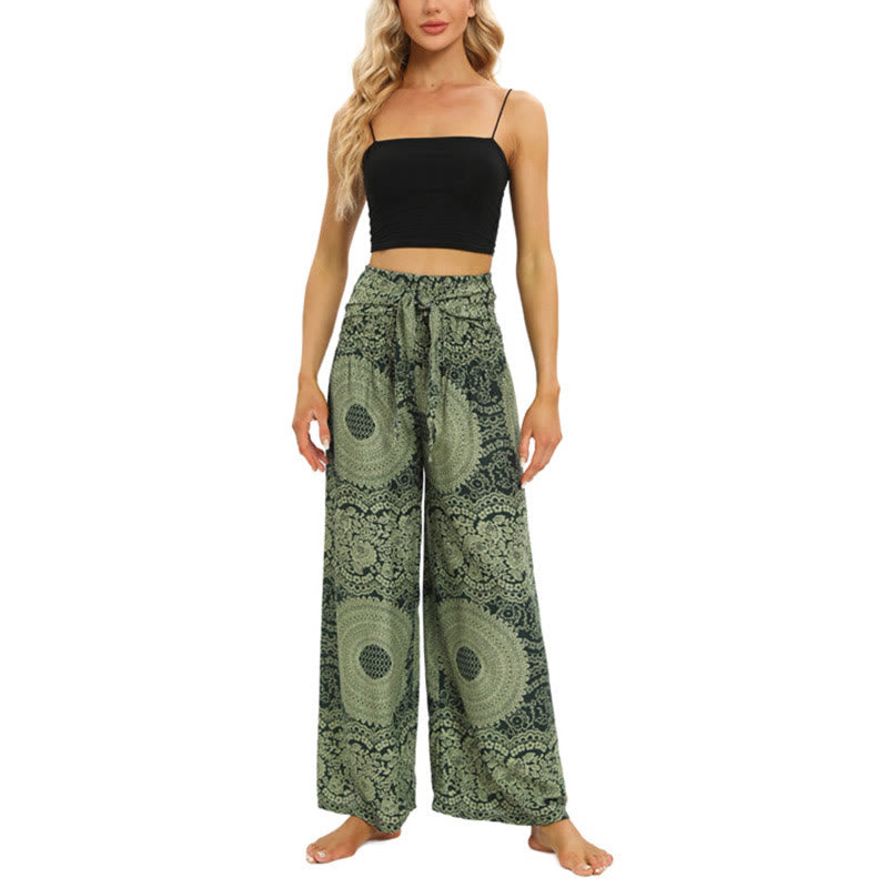 Pantalones anchos con encaje y cordones estilo bohemio de Buddha Stones para mujeres - image 15