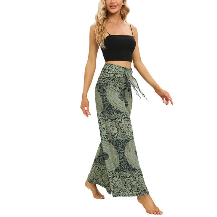 Pantalones anchos con encaje y cordones estilo bohemio de Buddha Stones para mujeres - image 14
