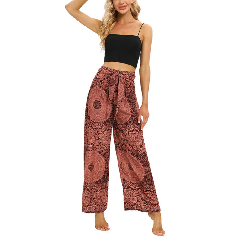 Pantalones anchos con encaje y cordones estilo bohemio de Buddha Stones para mujeres - image 6