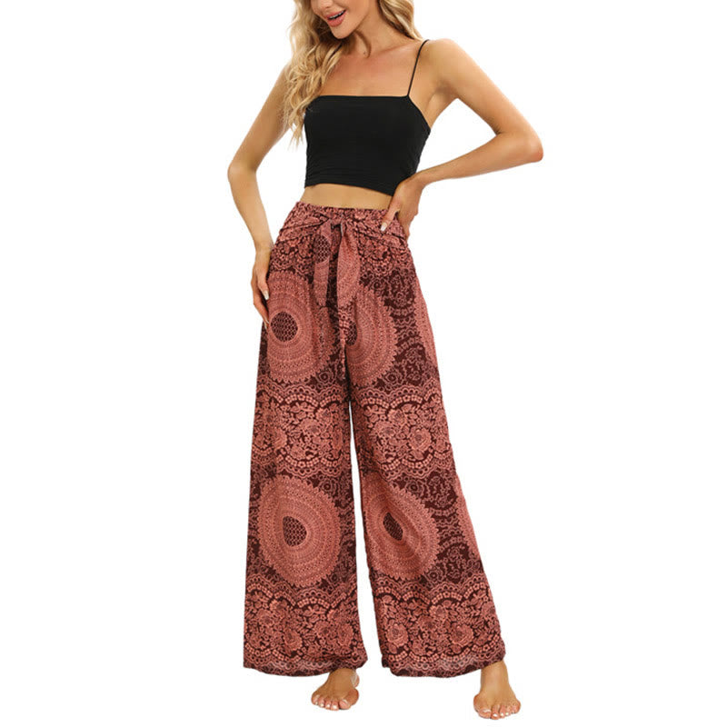 Pantalones anchos con encaje y cordones estilo bohemio de Buddha Stones para mujeres - image 7