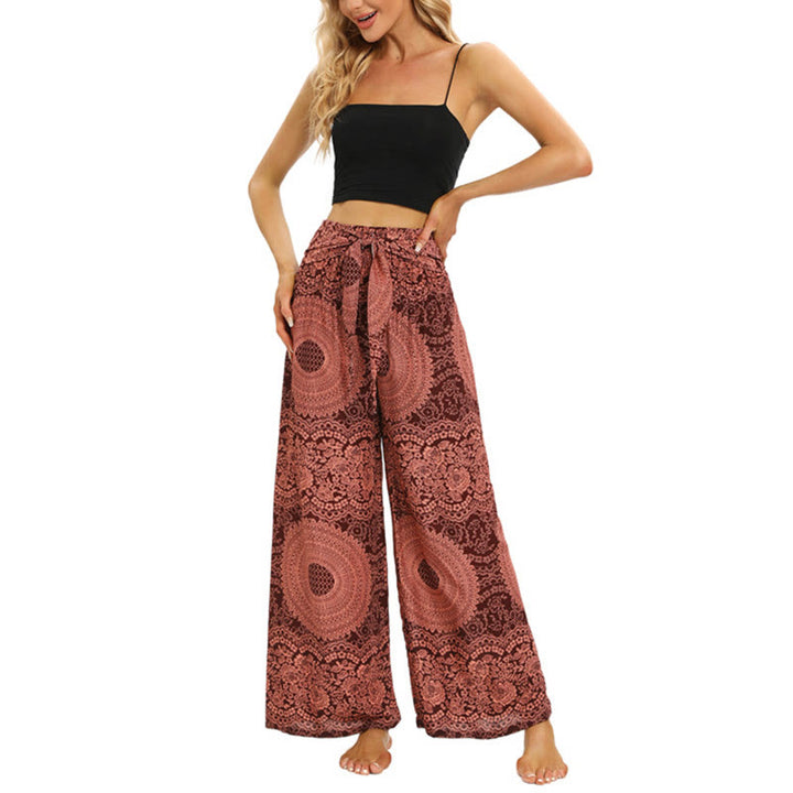 Pantalones anchos con encaje y cordones estilo bohemio de Buddha Stones para mujeres - image 7