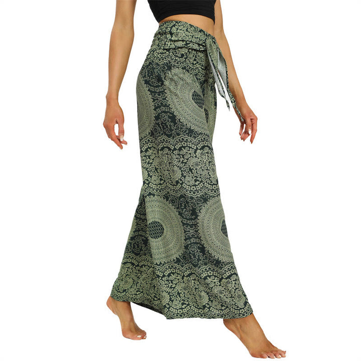 Pantalones anchos con encaje y cordones estilo bohemio de Buddha Stones para mujeres - image 10