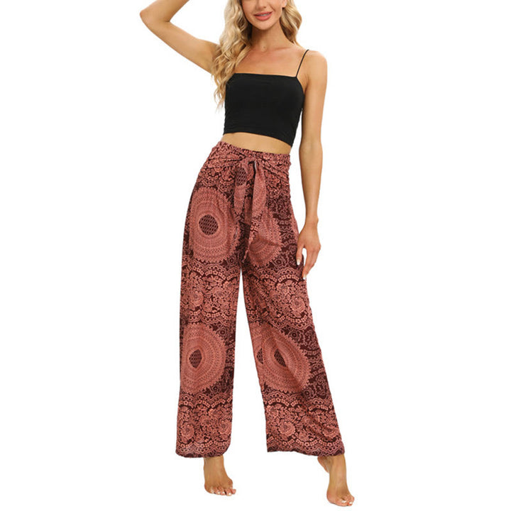 Pantalones anchos con encaje y cordones estilo bohemio de Buddha Stones para mujeres - image 6