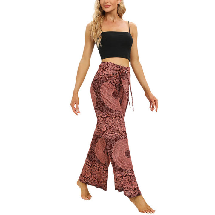 Pantalones anchos con encaje y cordones estilo bohemio de Buddha Stones para mujeres - image 5