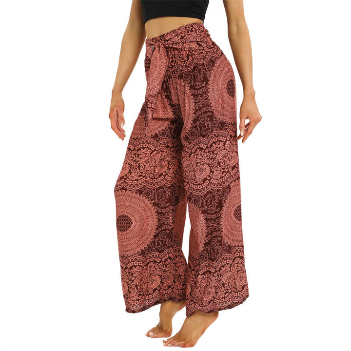 Pantalones anchos con encaje y cordones estilo bohemio de Buddha Stones para mujeres - image 2