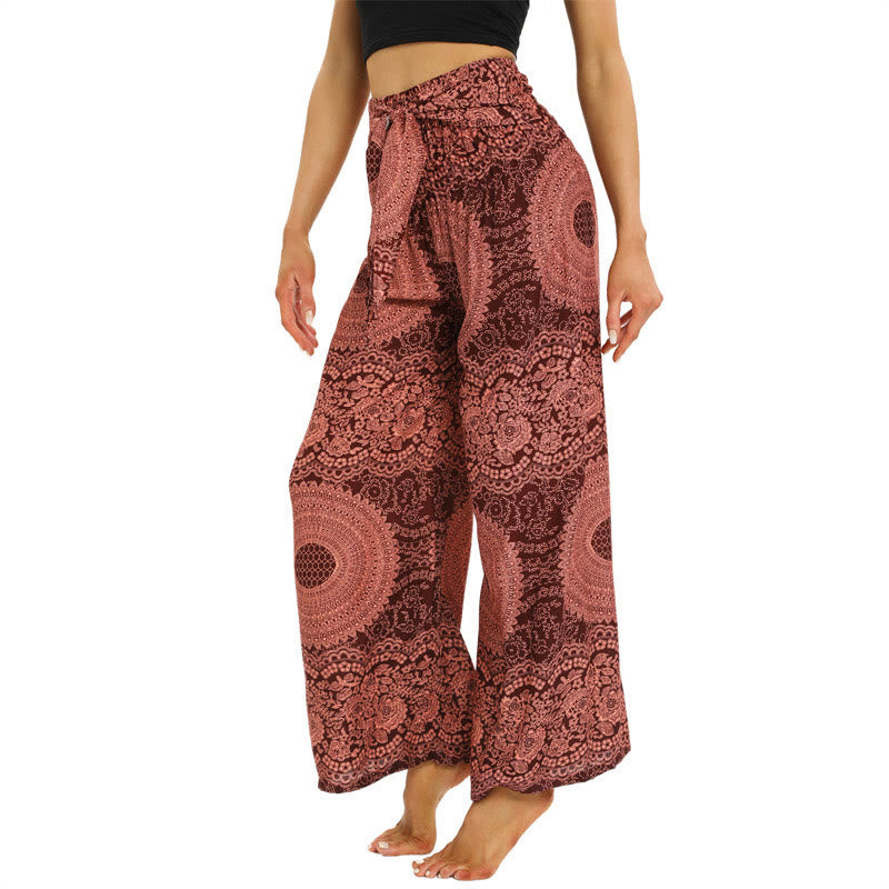 Pantalones anchos con encaje y cordones estilo bohemio de Buddha Stones para mujeres - image 2