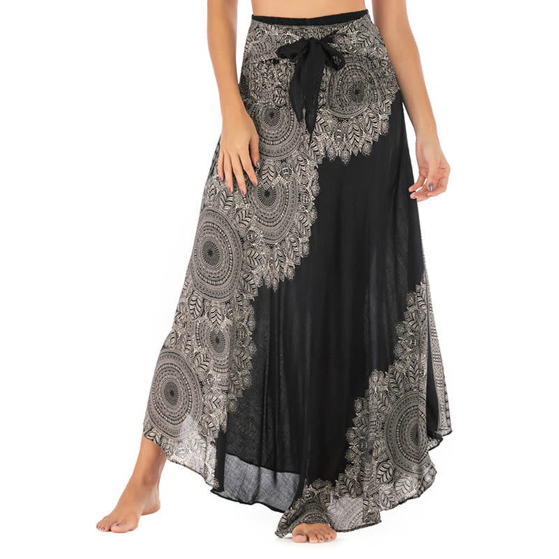 Buddha Stones Dos Estilos Vestir Boho Mandala Flor Falda Vestido Playa - Negro - US4-12, UK/AU8-16, EU36-44 (F) - image 11